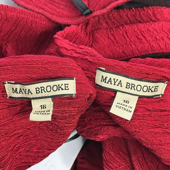 NWT Maya Brooke Red/Black 2 Piece Dress Suit Lace Trim Blazer Set Womens Size 16 - Picture 11 of 16